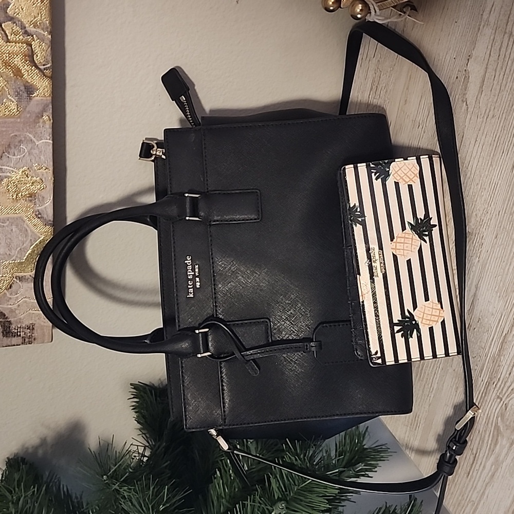 Kate Spade Black Leather Handbag w/Wallet